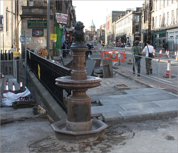 The current pavement refurbishment on George IV Bridge.