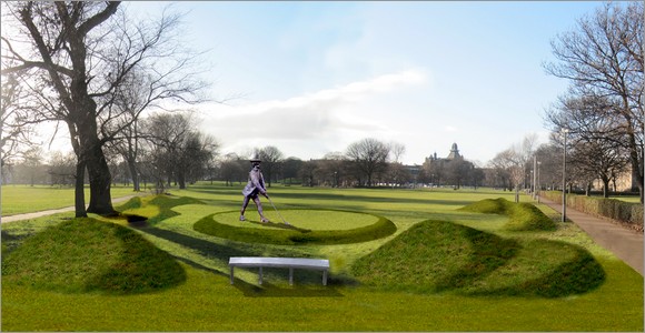 Artist's impression of the John Rattray statue in situ on Leith Links. Courtesy LRGS.